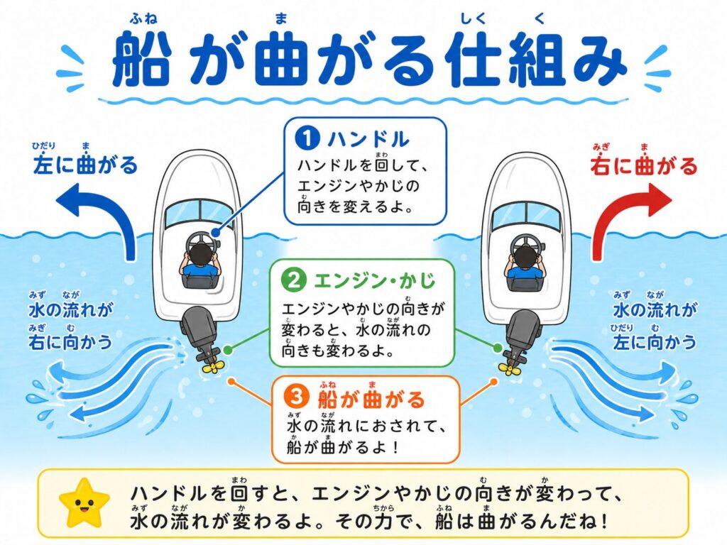 船はどうやって曲がるの?