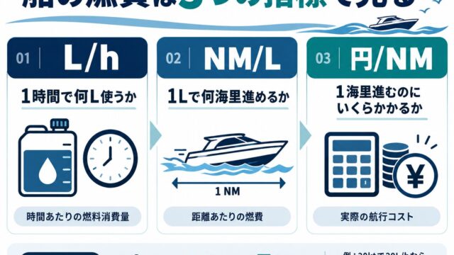 船の燃費は3つの指標で見る：L/h・NM/L・円/NM